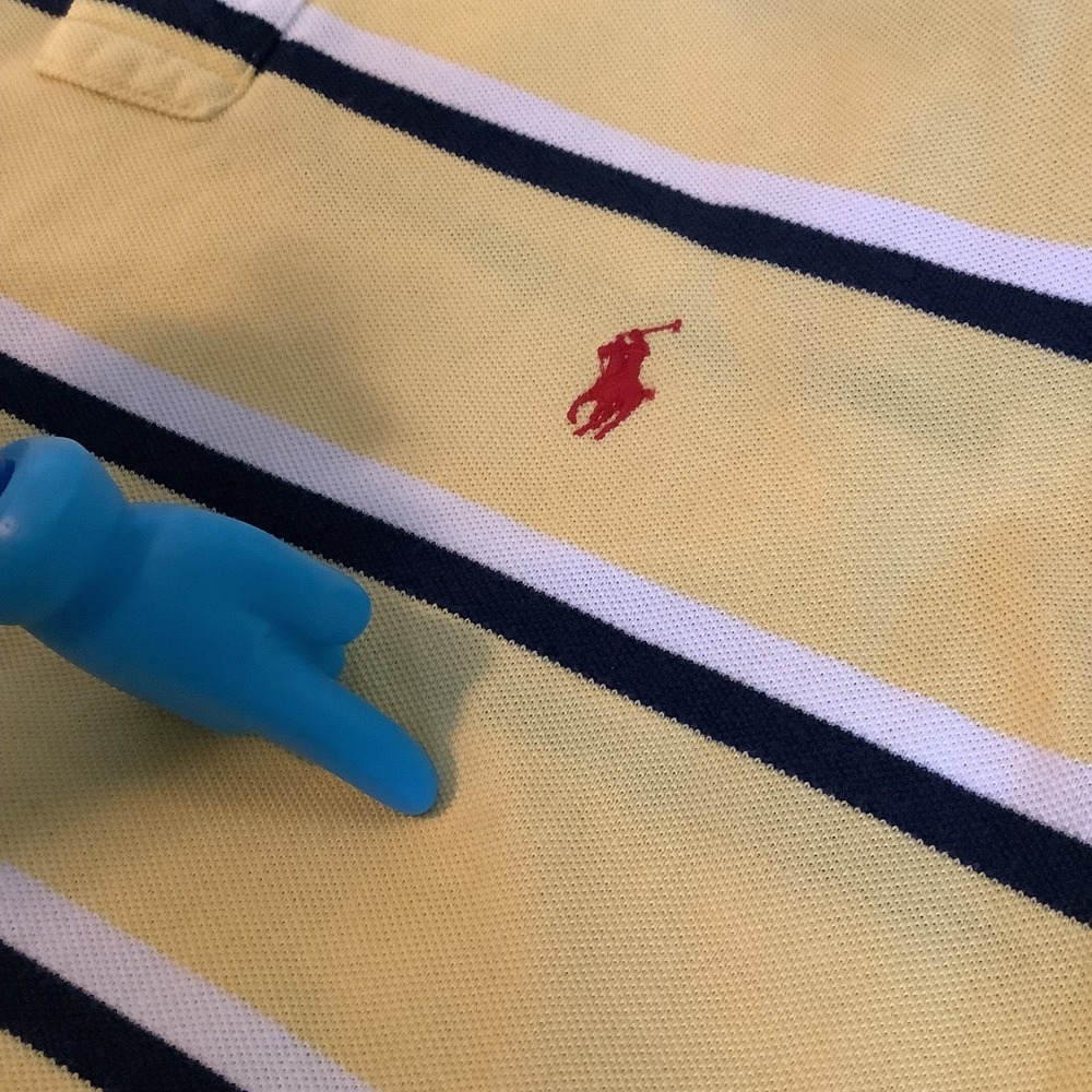 Polo by Ralph Lauren Yellow, White & Blue Striped w/ Red Pony Mens XXL - Picture 12 of 16